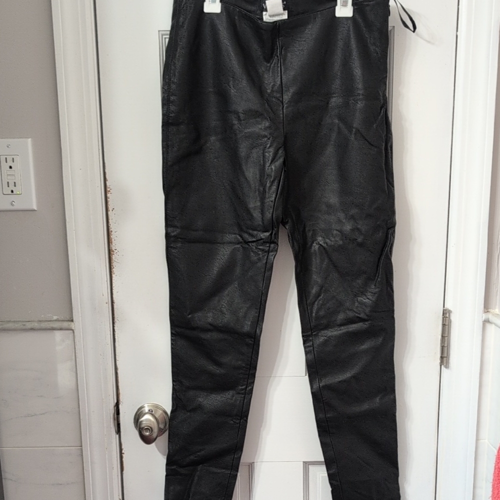 VENUS Black Faux Leather Look Pants